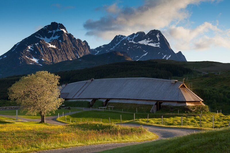 Wooden Longhouse in Mountains