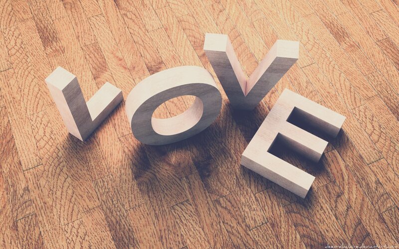 Wooden love letters on floor