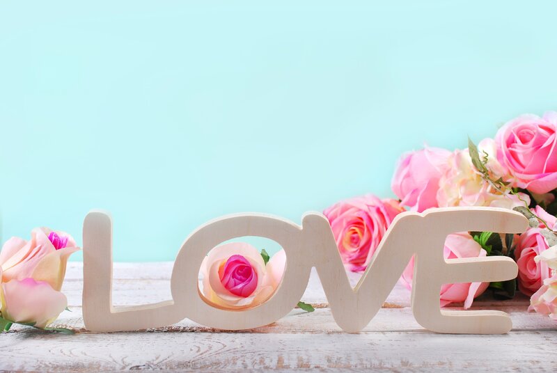 Wooden Love Letters with Roses