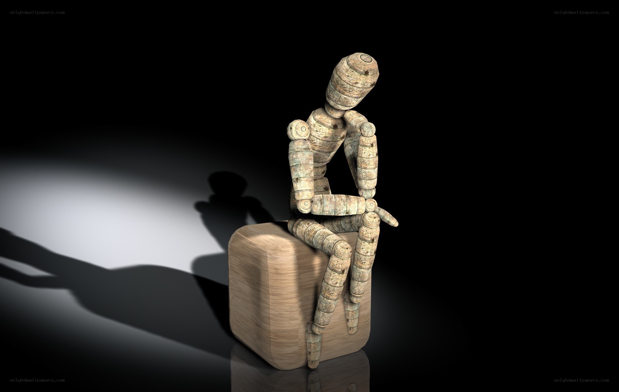 wooden mannequin in contemplation