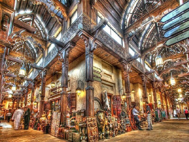 wooden market with souk stalls
