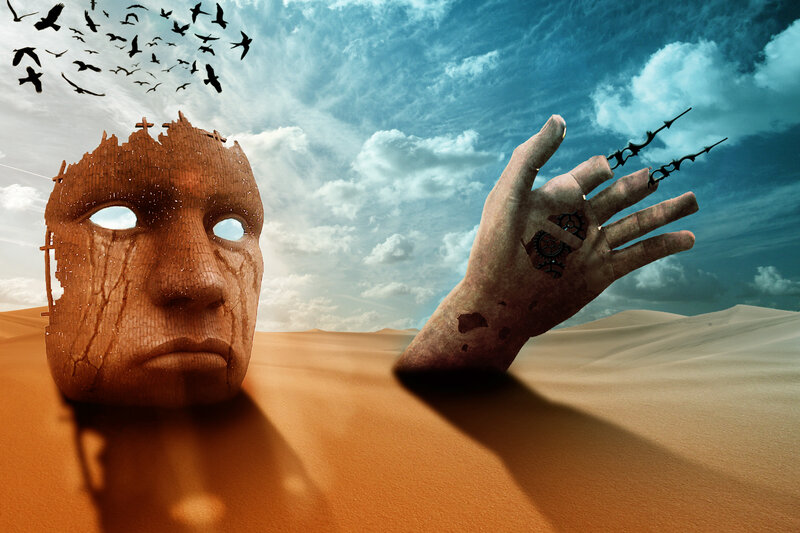 Wooden Mask and Hand