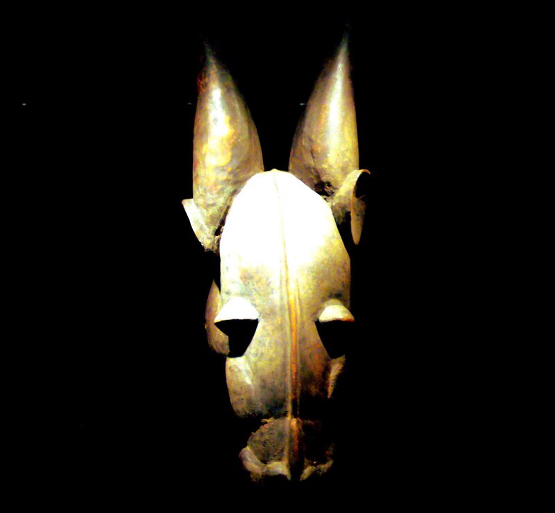 Wooden Mask with Horns