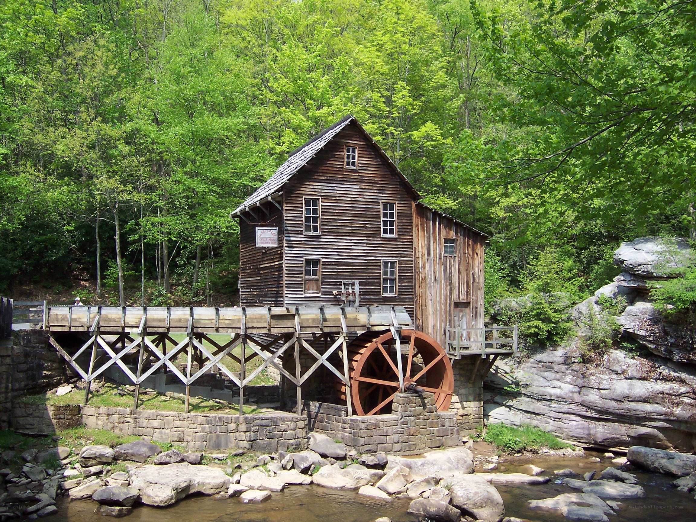 Wooden mill by a river