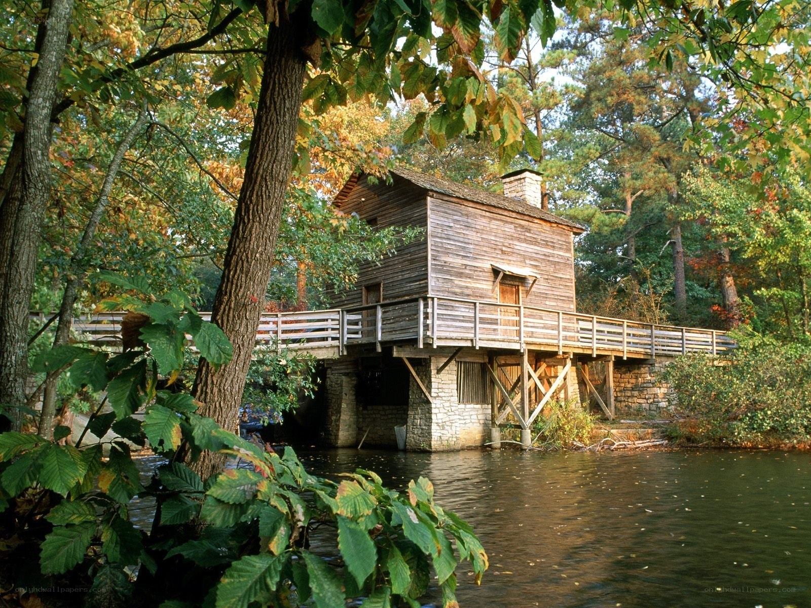 Wooden mill by a river