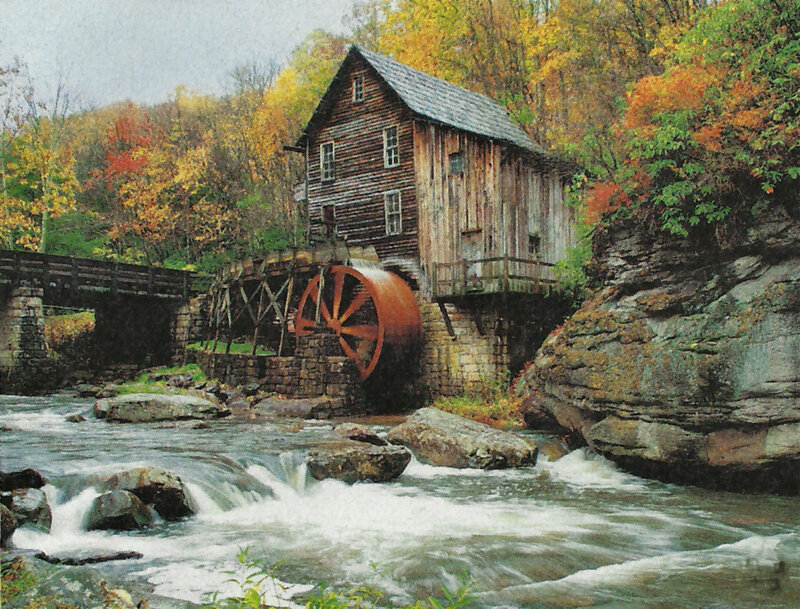 Wooden Mill by River — Brown, Serene