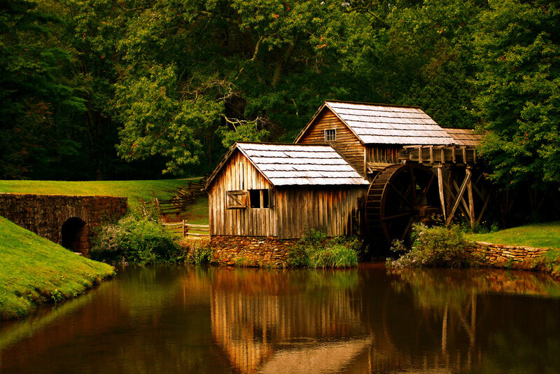Wooden Mill by River