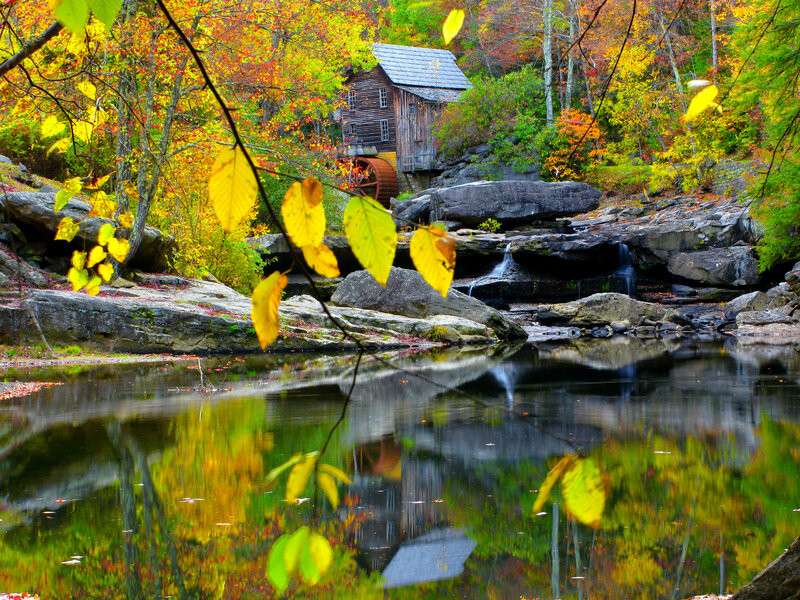Wooden Mill by River — Yellow