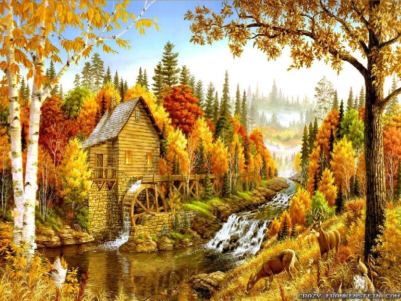 Wooden Mill in Autumn
