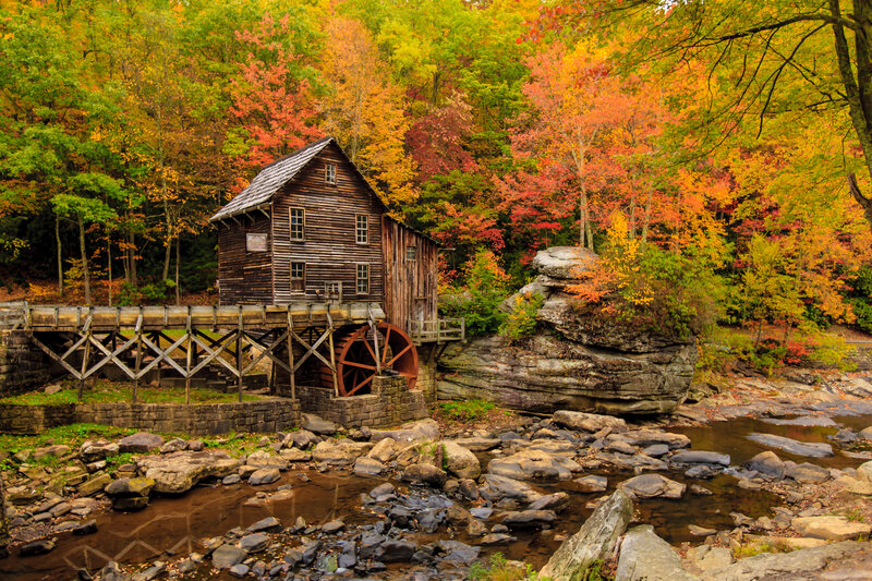 Wooden Mill in Forest — Orange, Serene, Autumn