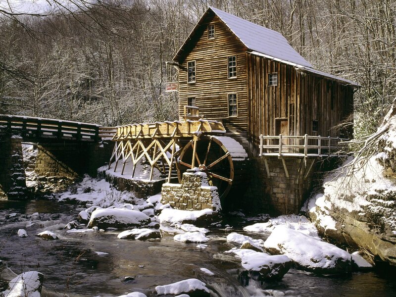 Wooden Mill in Winter