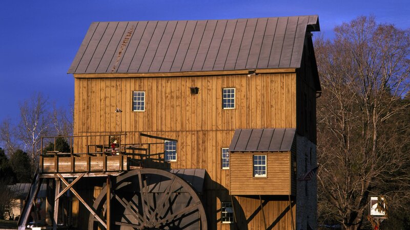 wooden mill with water wheel