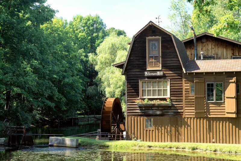 Wooden Mill with Waterwheel — Brown, Serene, Summer, Photograph