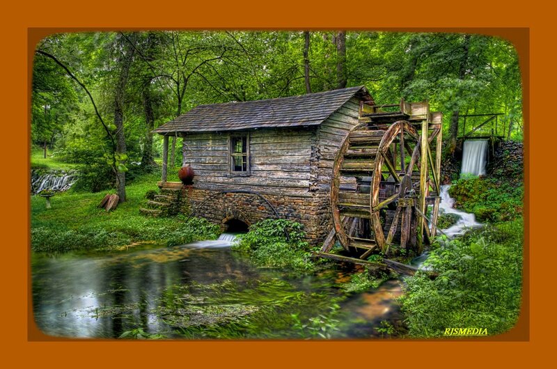 Wooden Mill with Waterwheel — Green, Serene, Afternoon