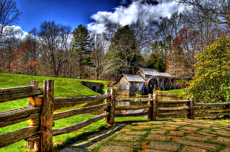 Wooden Mill with Waterwheel — Green, Serene, Spring