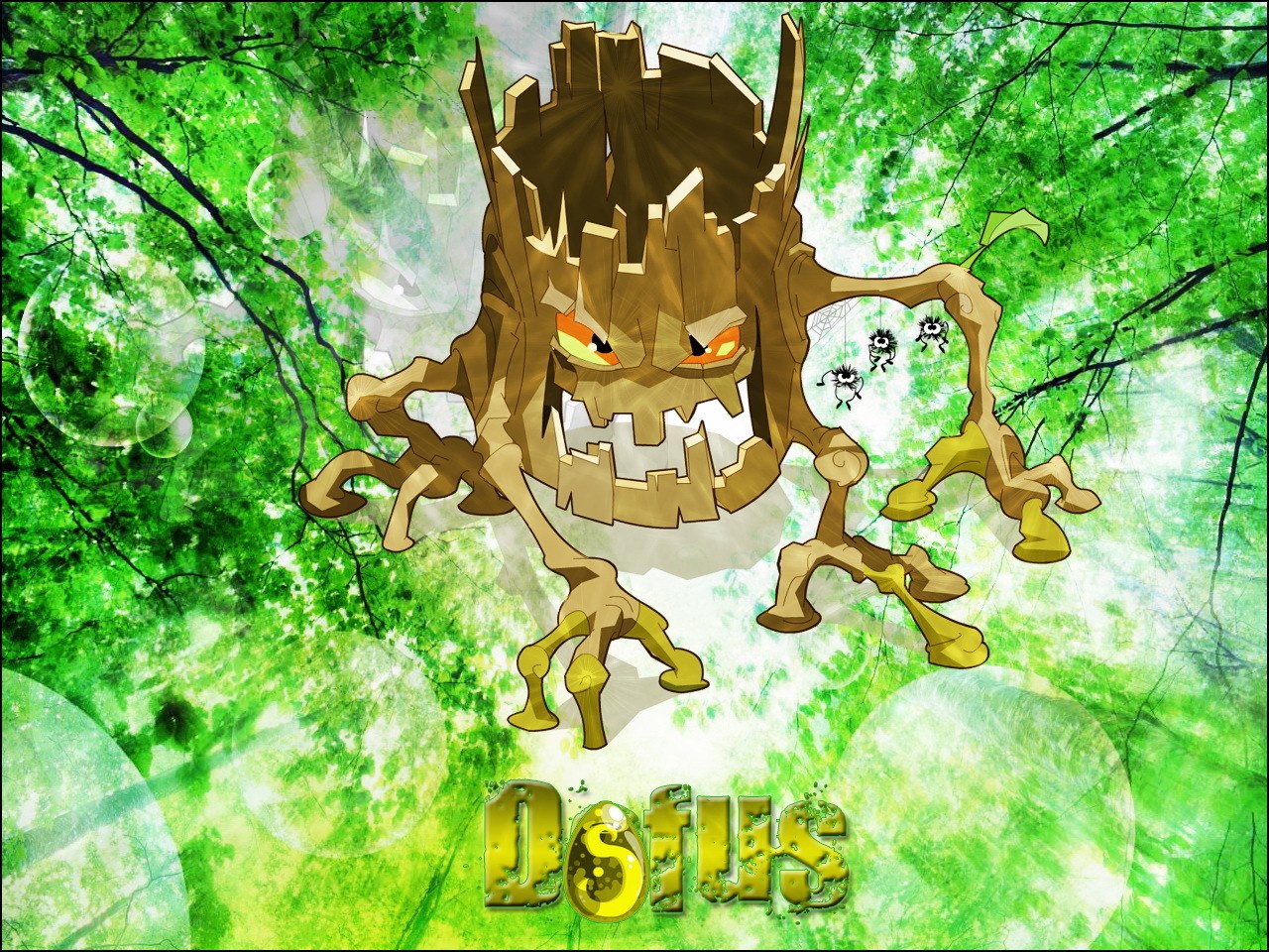 Wooden monster in forest