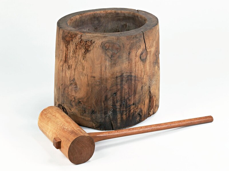 wooden mortar and pestle