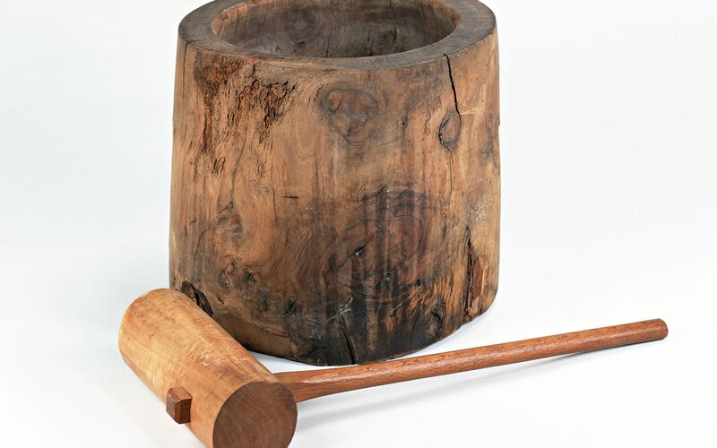 Wooden Mortar and Pestle — Brown