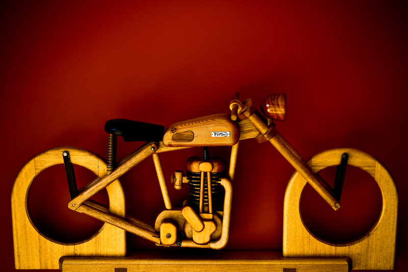 wooden motorcycle model