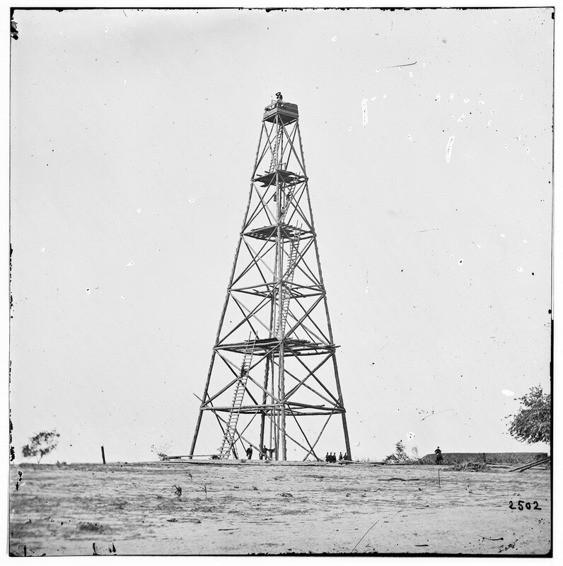 Wooden observation tower under construction
