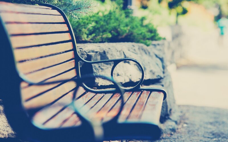 Wooden Park Bench — Brown, Serene