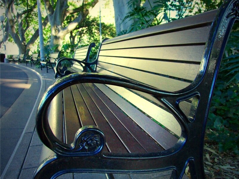 Wooden Park Bench — Brown