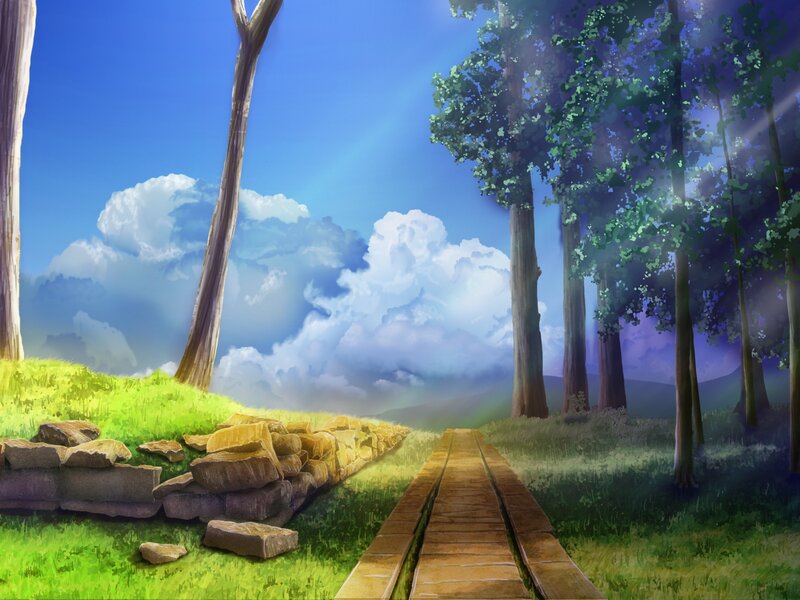 Wooden Path in Forest — Blue