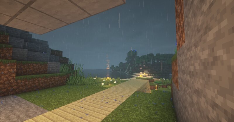 Wooden Path in Rain