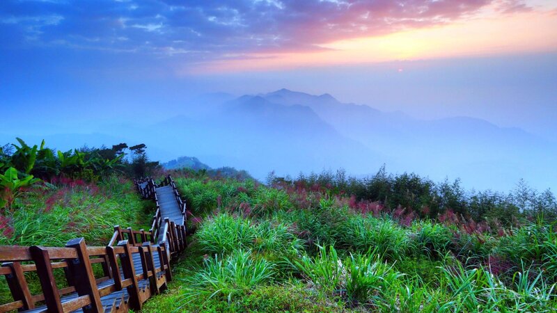 Wooden Path on Mountain — Blue