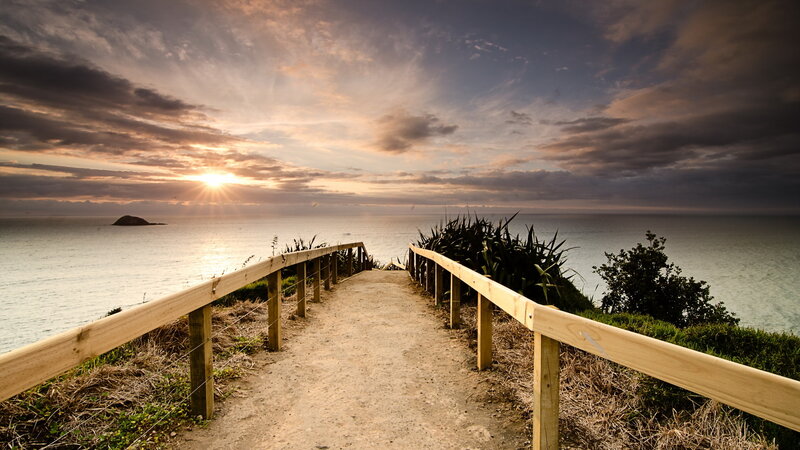 Wooden Path to Ocean — Blue