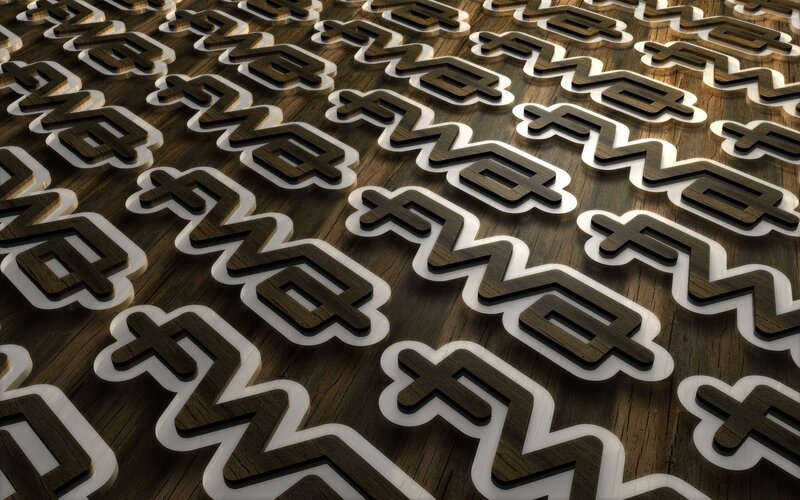wooden pattern with symbols