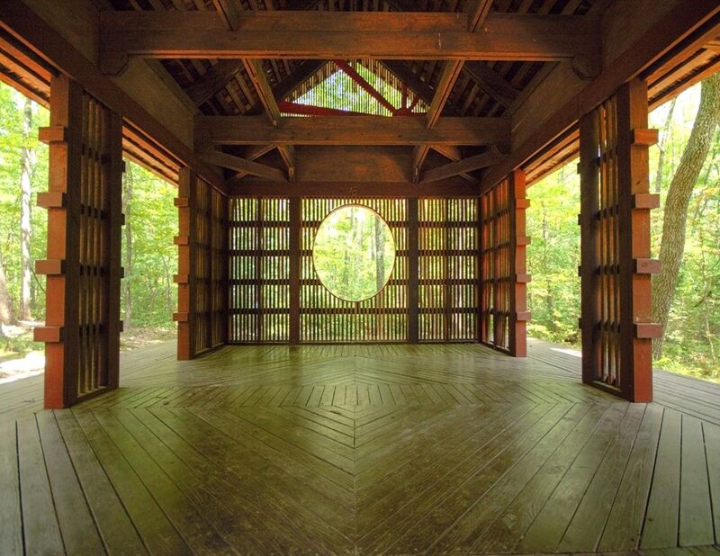 Wooden Pavilion in Forest — Brown