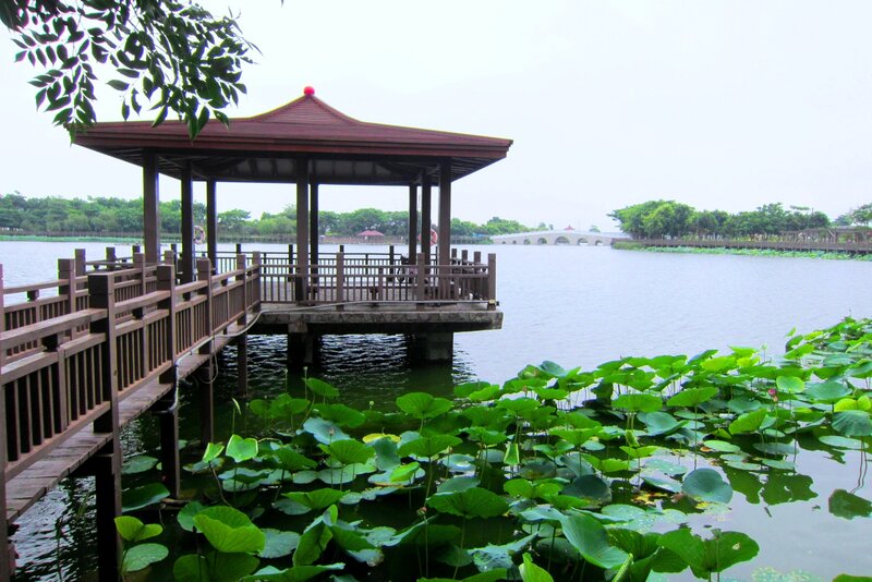 Wooden Pavilion on Lake