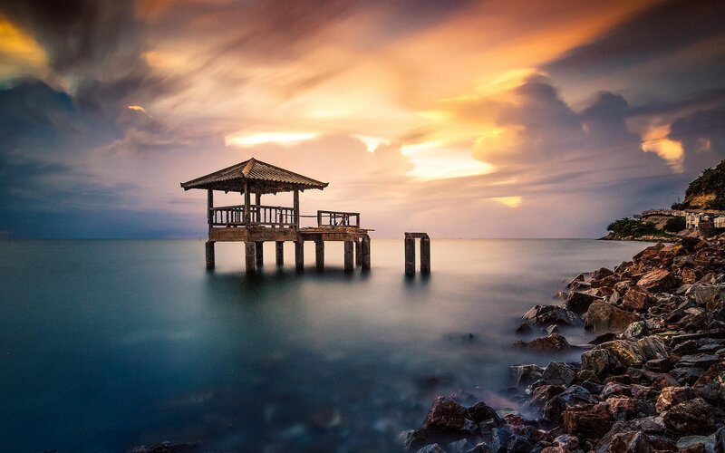 Wooden Pavilion on Pier