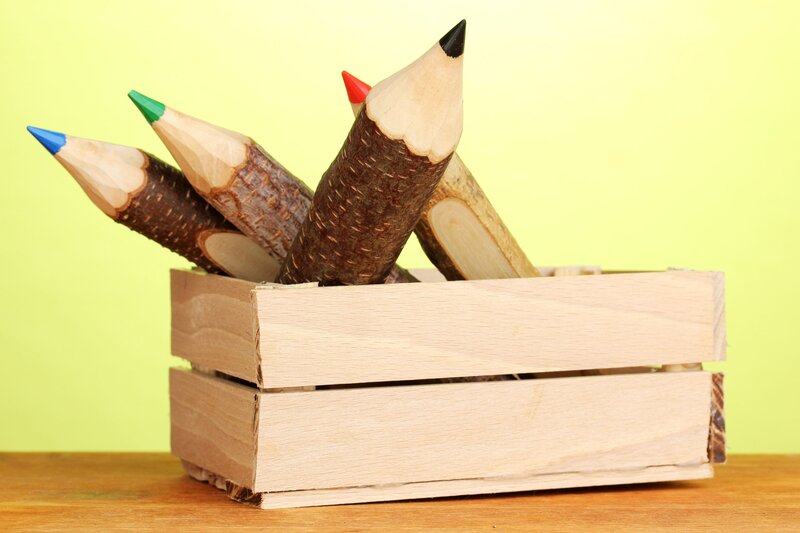 Wooden Pencils in Crate
