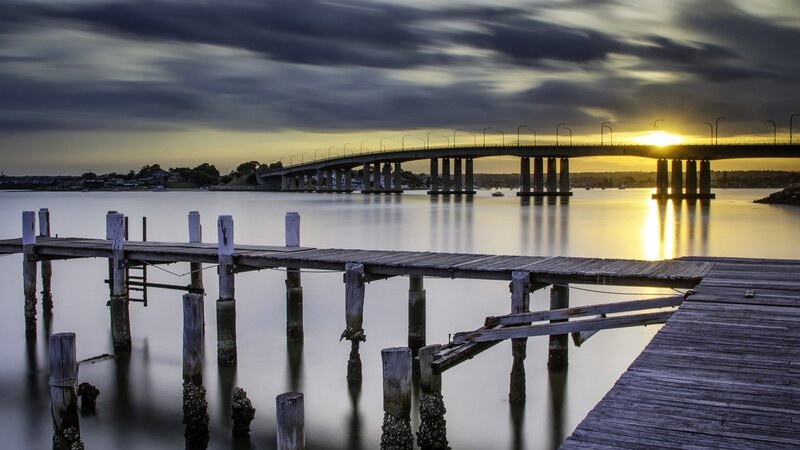 Wooden Pier and Bridge