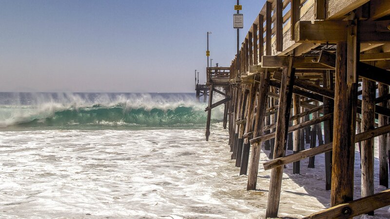 Wooden Pier and Ocean Waves