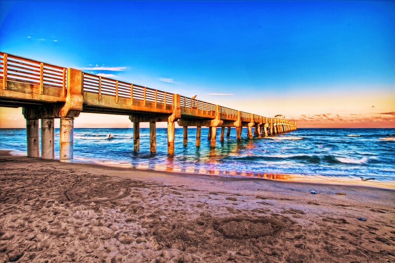 Wooden Pier at Beach — Blue, Serene