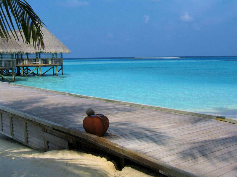 Wooden Pier at Beach — Blue