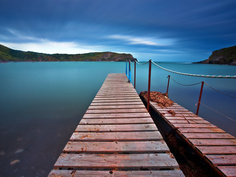 Wooden pier at coastal bay