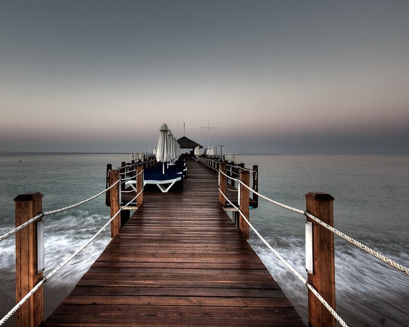 Wooden pier at dusk