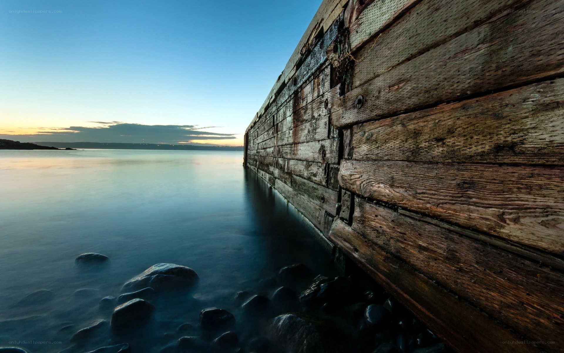 Wooden pier at dusk