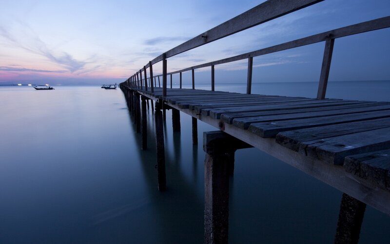 Wooden pier at dusk