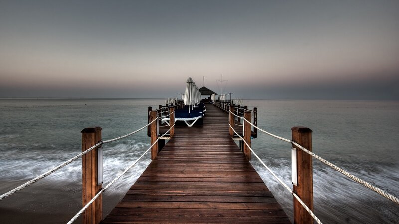 Wooden pier at dusk