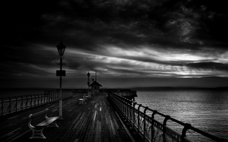 Wooden Pier at Dusk — Black