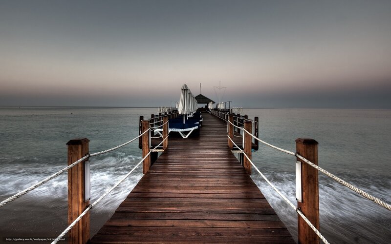Wooden Pier at Dusk — Brown