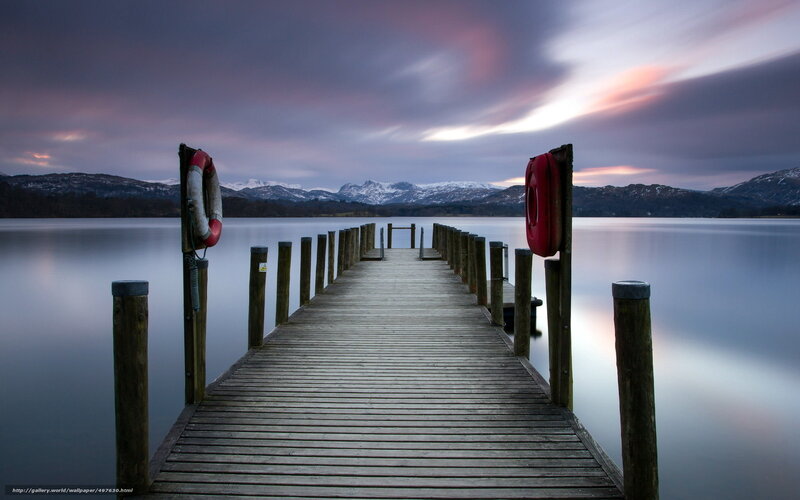 Wooden Pier at Lake — Blue