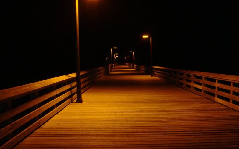 Wooden Pier at Night — Brown