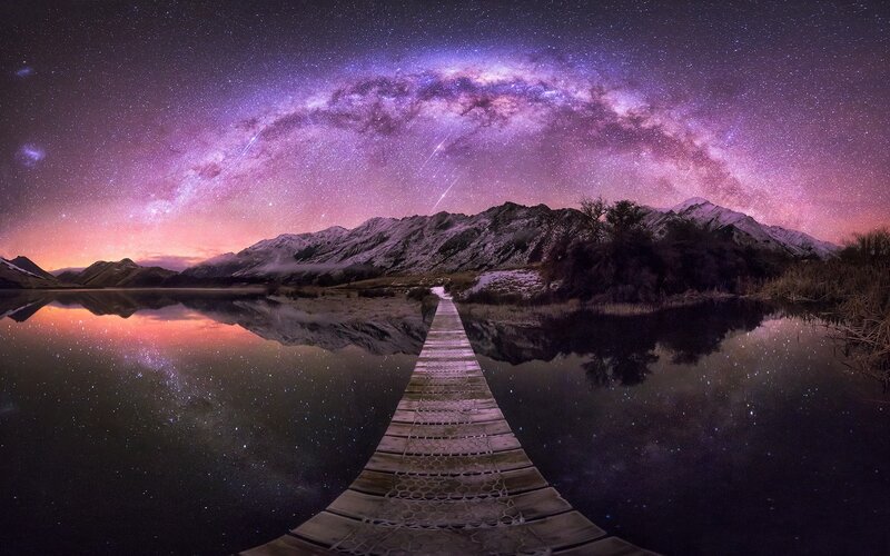 Wooden Pier at Night — Purple, Serene