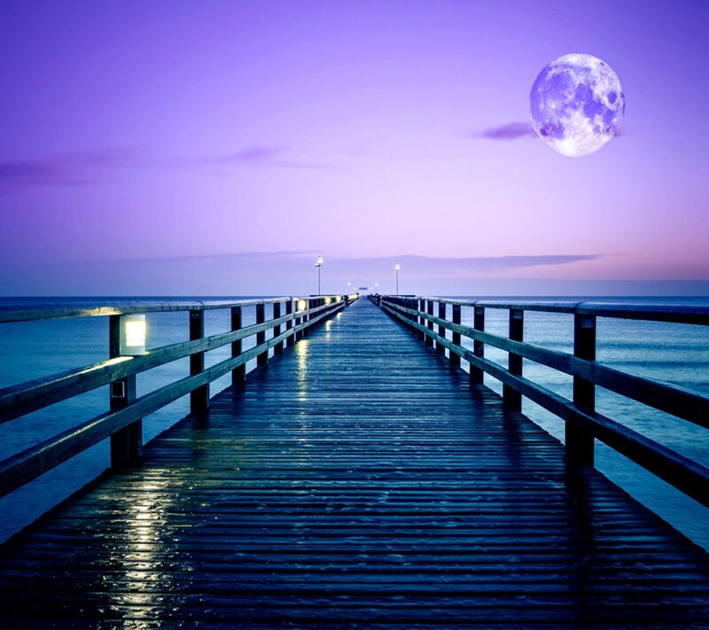 Wooden Pier at Night — Purple